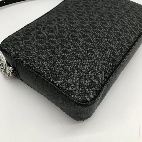 Michael Kors Black Logo Monogram Canvas Jet Set Crossbody - Picture 9 of 10